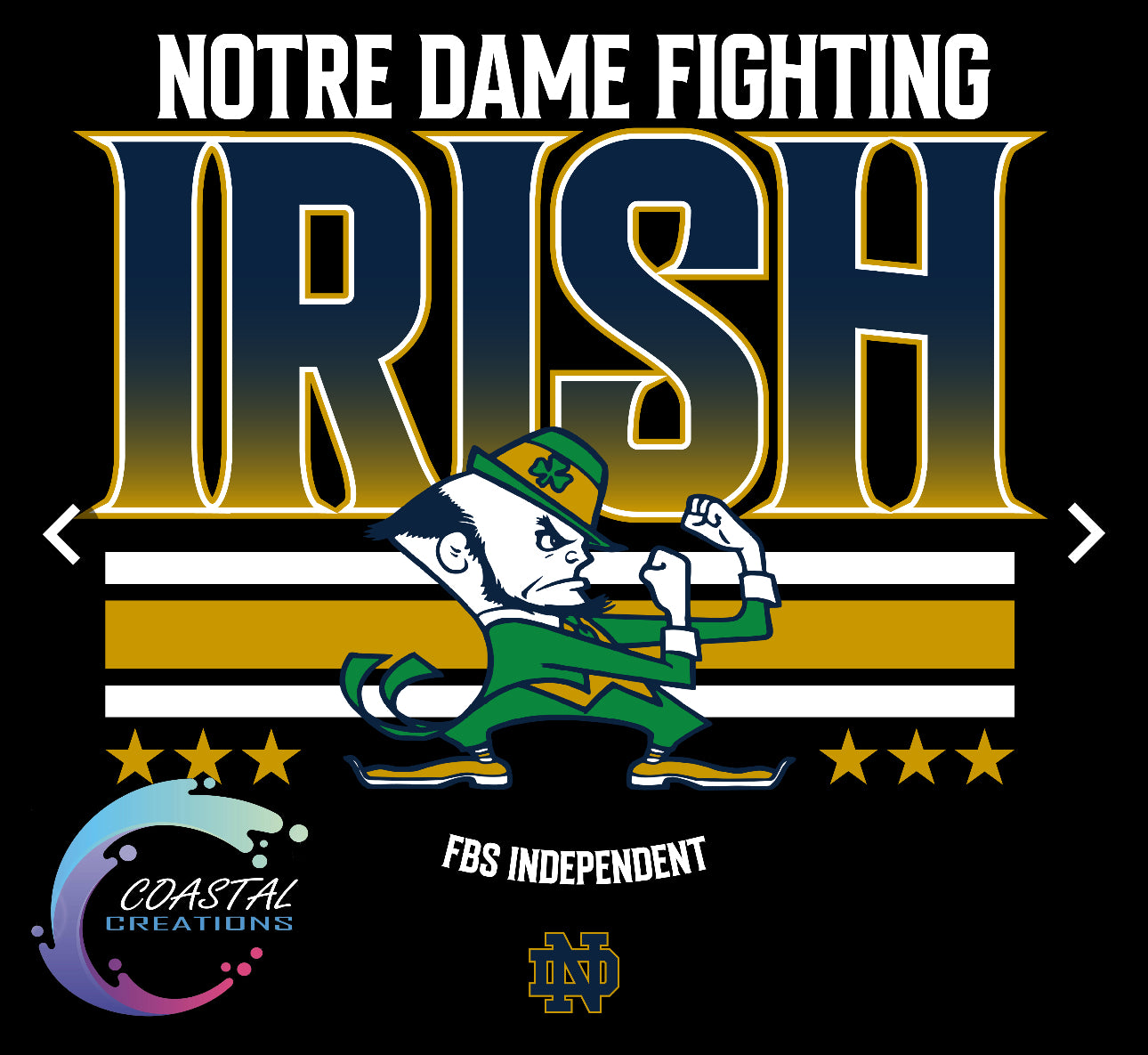 Striped Notre Dame-White DTF