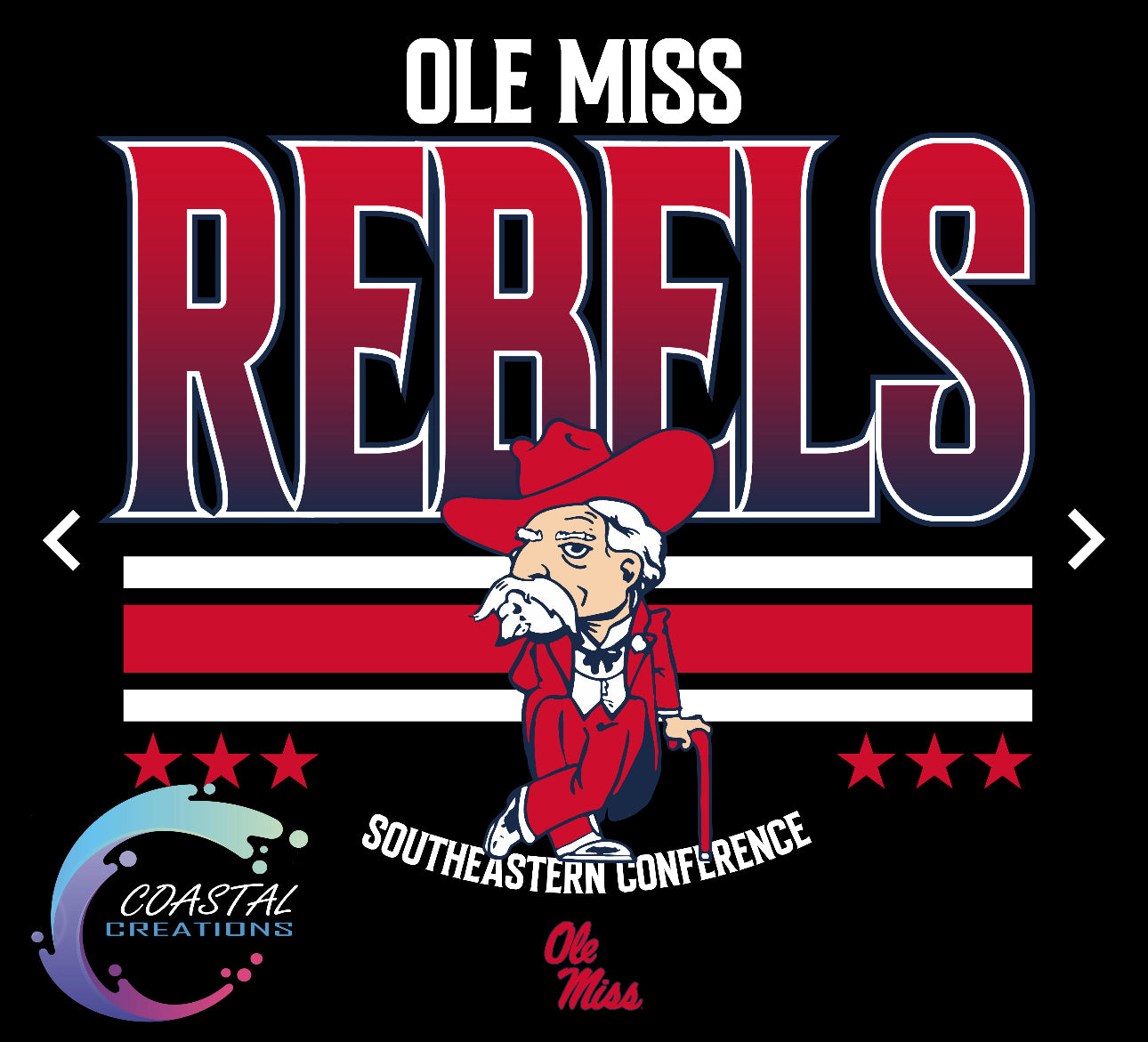 Striped Ole Miss-White DTF