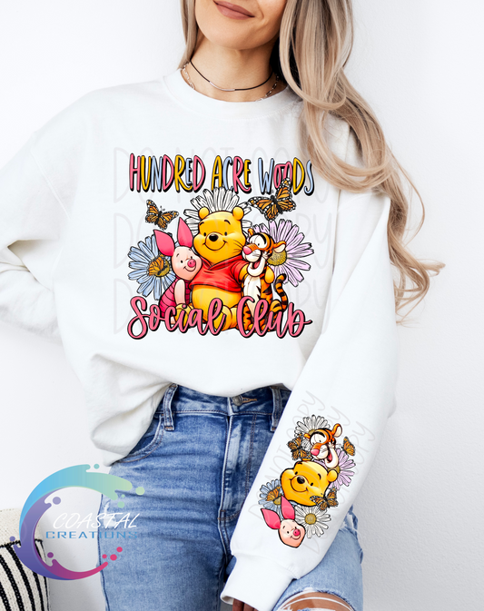 Winnie The Pooh 100 Acre Woods Social Club w/Sleeve DTF