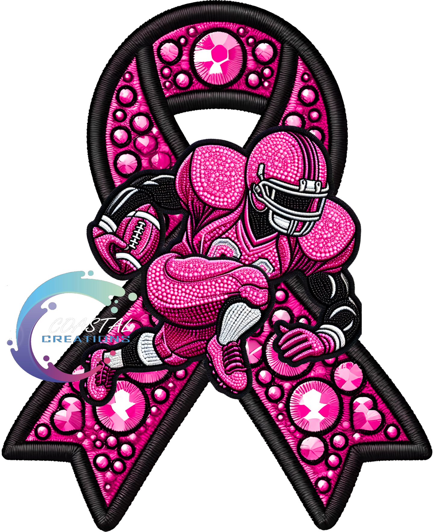 Tackle Cancer Rhinestone W/Pocket DTF