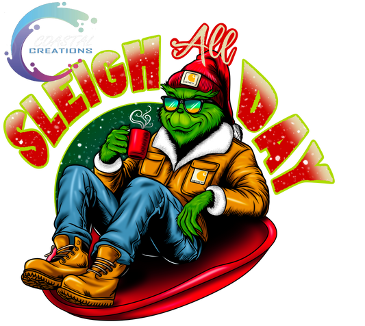 Sleigh All Day Grinch-Red & Green DTF